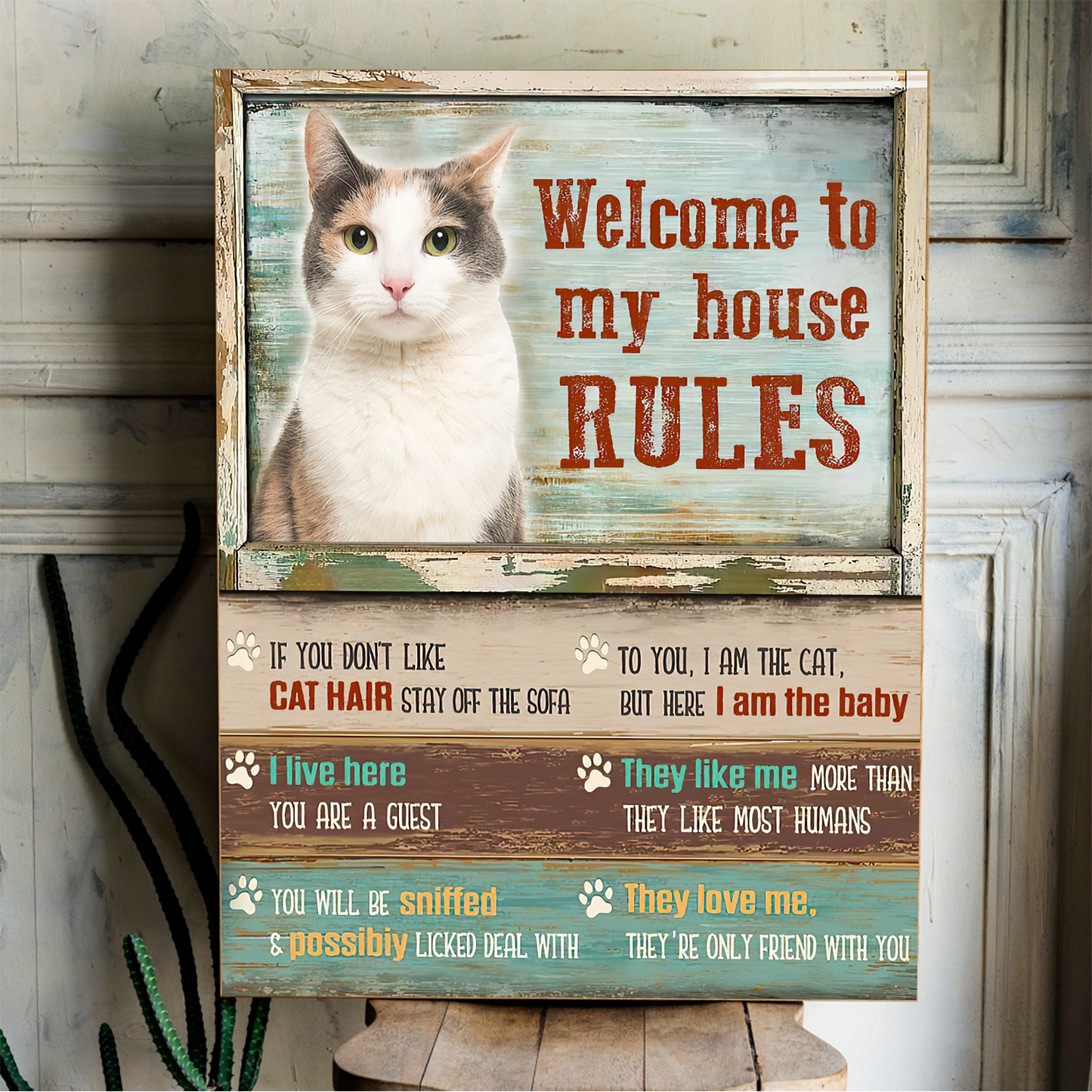 Cat Welcome To My House  Vertical Canvas Poster Special Gift Home Decor