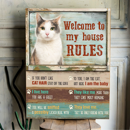Cat Welcome To My House  Vertical Canvas Poster Special Gift Home Decor