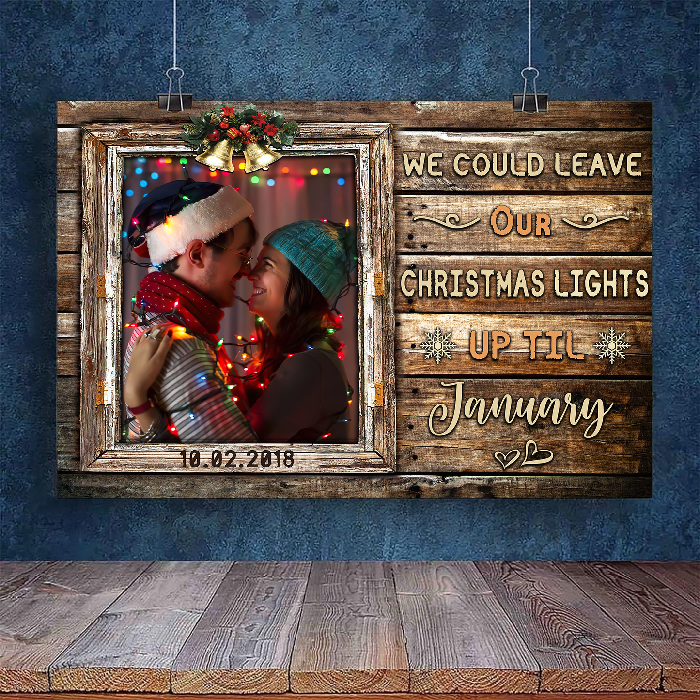 First Christmas Together Customized Couple Photo, Personalized Canvas Poster Best Gift For Couple Home Decor