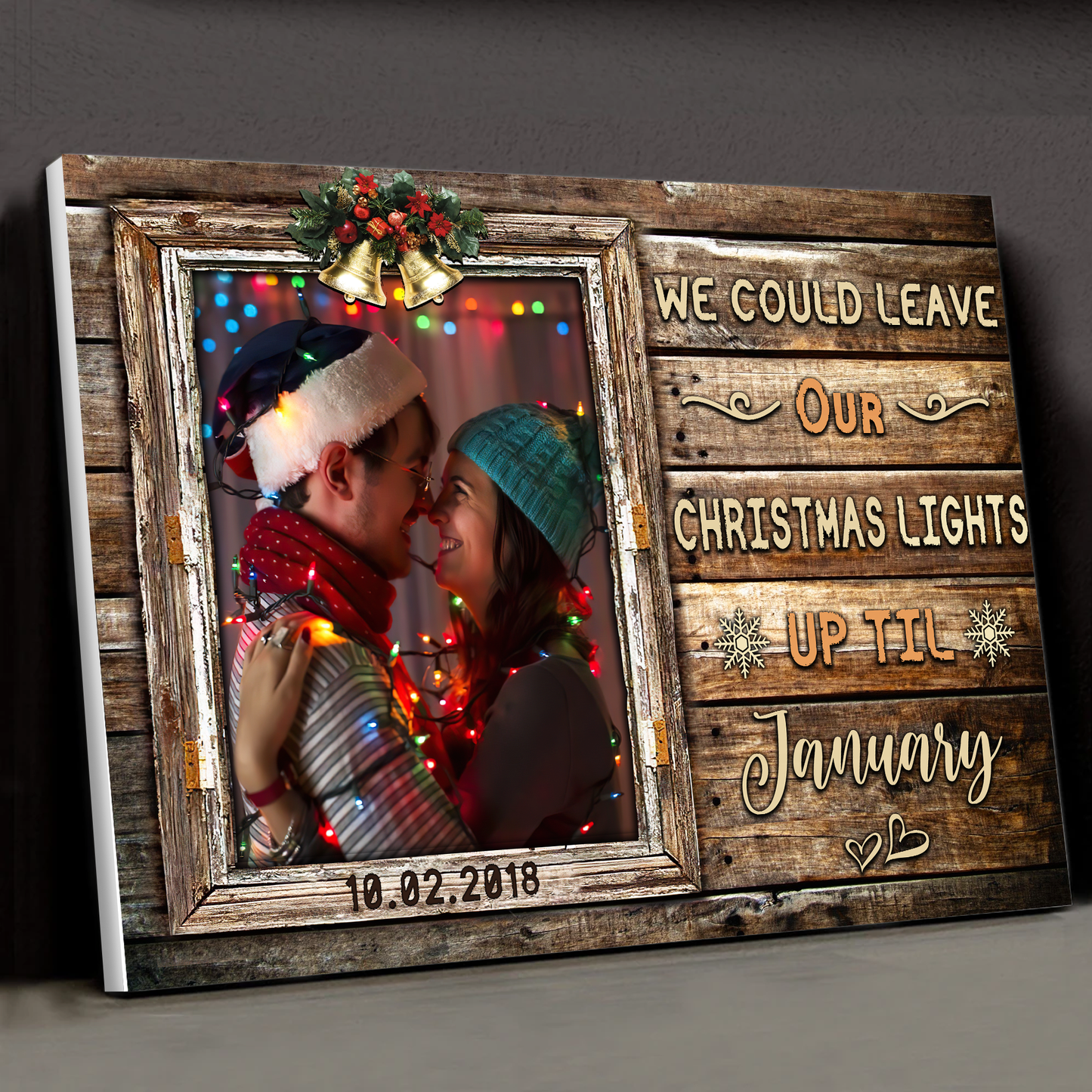 First Christmas Together Customized Couple Photo, Personalized Canvas Poster Best Gift For Couple Home Decor