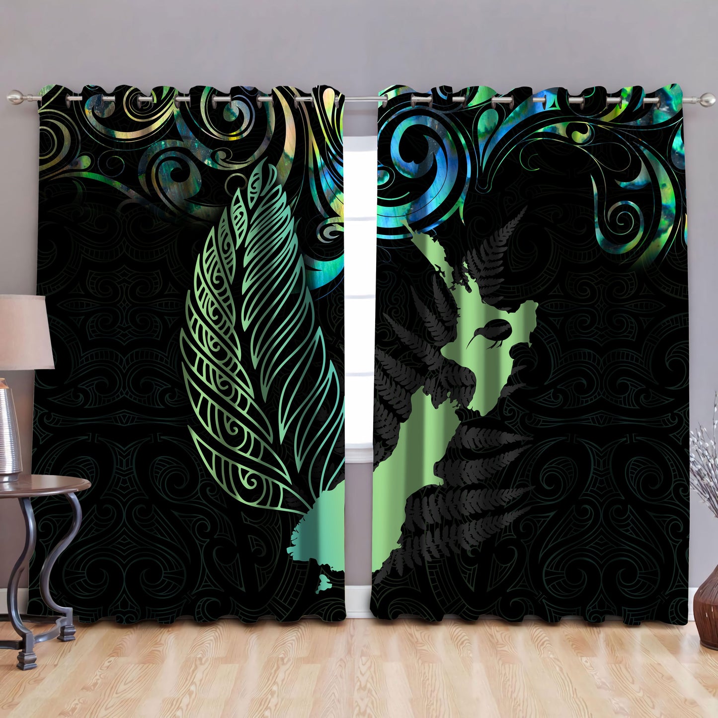New Zealand Aotearoa Maori And Fern Curtain NTN12062101