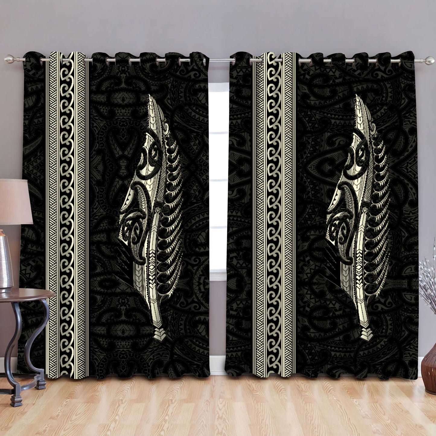 Maori Silver Fern Gold Curtain AM15072104