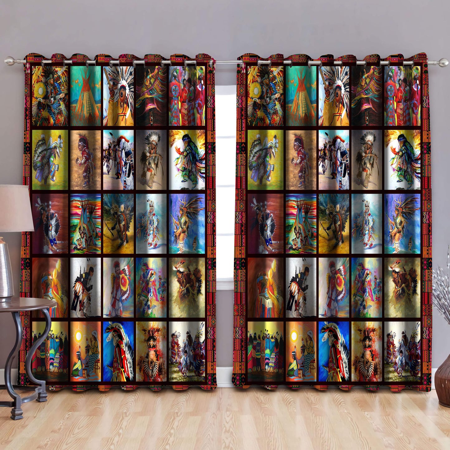 Native American Pattern 3D All Over Printed Window Curtains