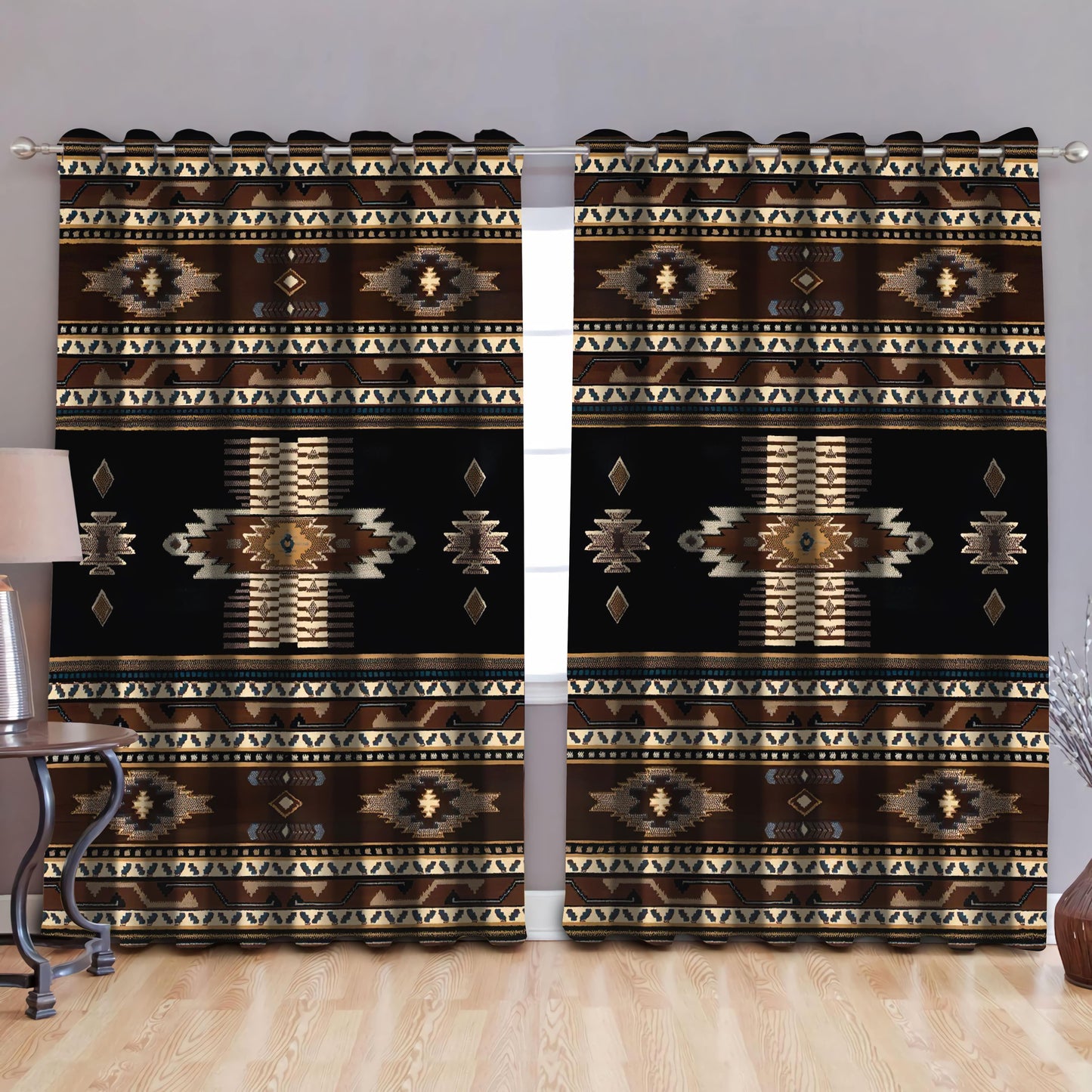Native American Pattern 3D All Over Printed Window Curtains