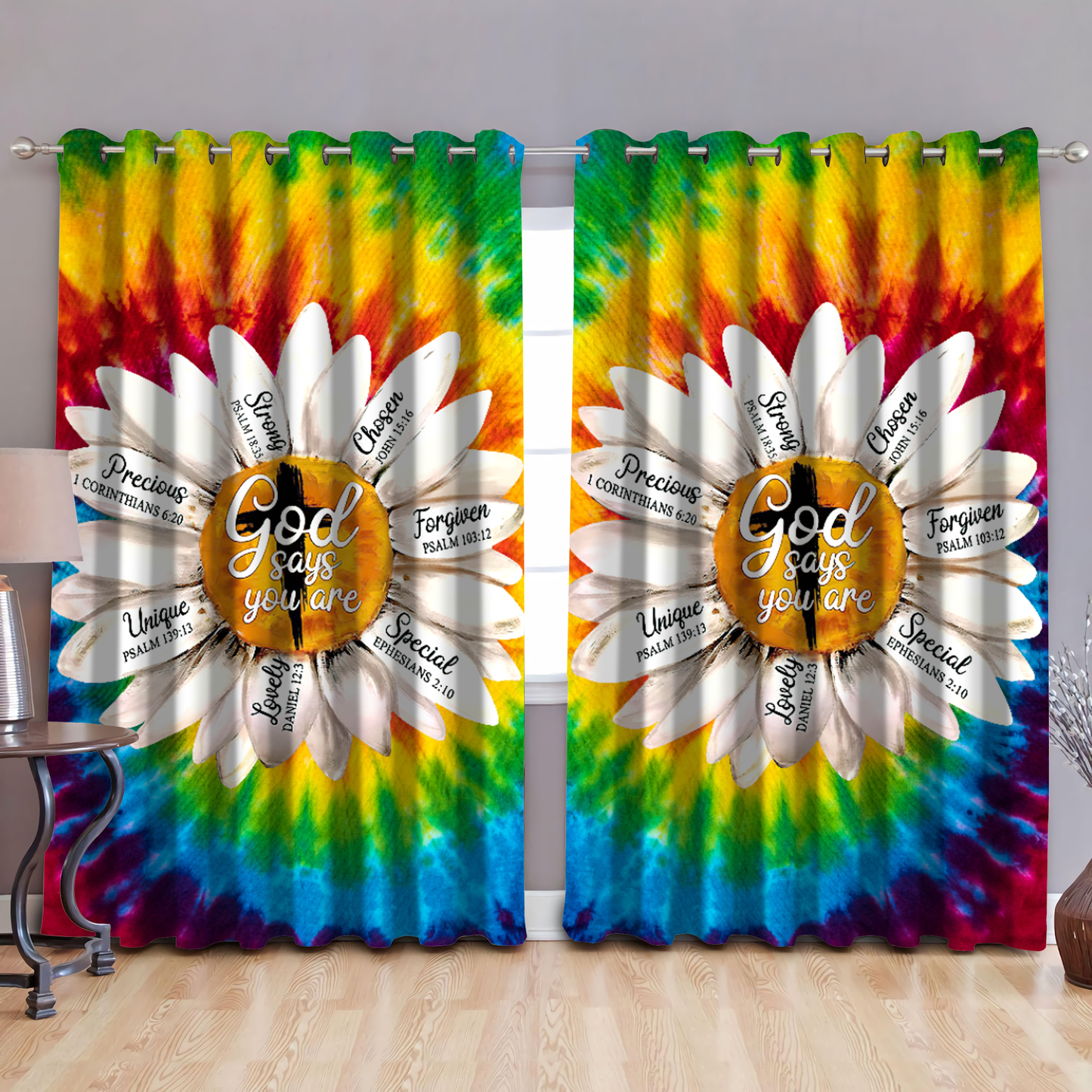 Jesus-Daisy God Say You Are Window Curtain Set