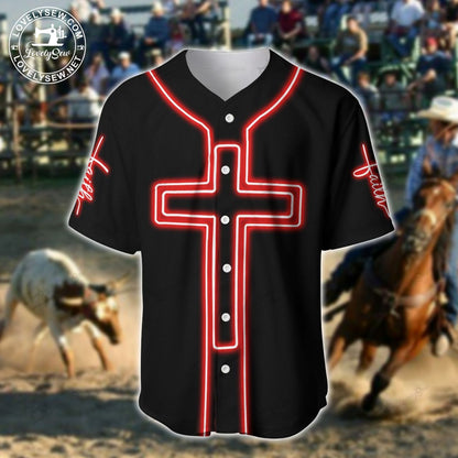 Personalized Name Rodeo Baseball Shirt Golden Roping On Faith