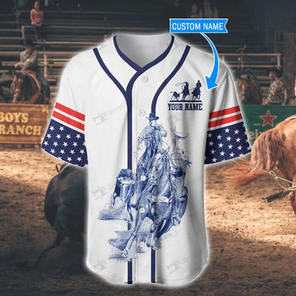 Personalized Name Rodeo Baseball Shirt Team Roping Ver 2