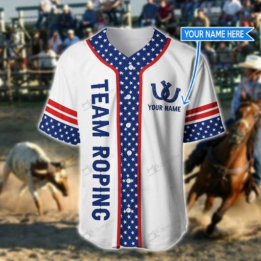 Personalized Name Rodeo Baseball Shirt Team Roping Ver 1