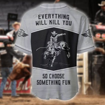 Personalized Name Bull Riding Baseball Shirt Metal Pattern