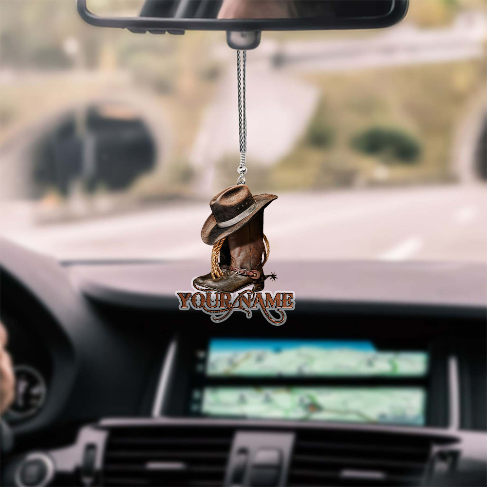 Cowboy 01 Personalized Name Unique Design Car Hanging Ornament