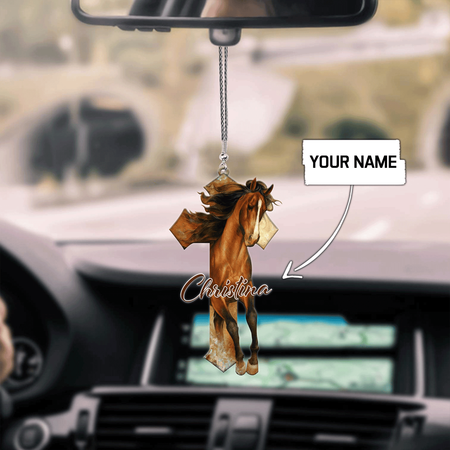 Personalized Name Horse Jesus Unique Design Car Hanging Ornament