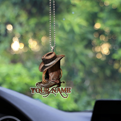 Cowboy 01 Personalized Name Unique Design Car Hanging Ornament