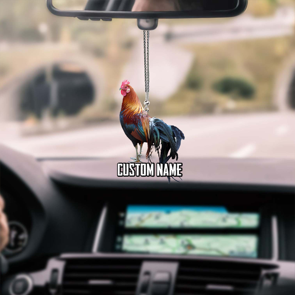 Rooster No 9 Personalized Name  Unique Design Car Hanging Ornament