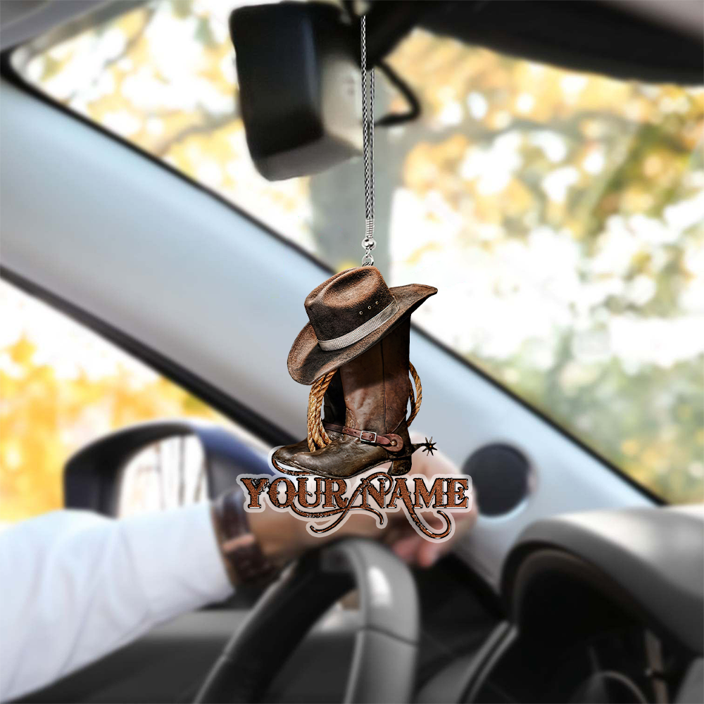 Cowboy 01 Personalized Name Unique Design Car Hanging Ornament