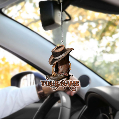 Cowboy 01 Personalized Name Unique Design Car Hanging Ornament
