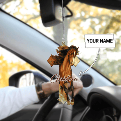 Personalized Name Horse Jesus Unique Design Car Hanging Ornament