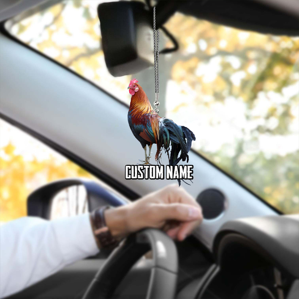 Rooster No 9 Personalized Name  Unique Design Car Hanging Ornament