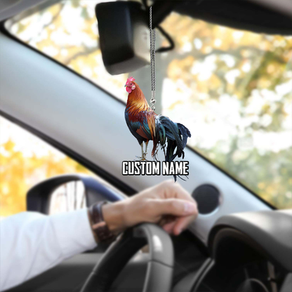 Rooster No 9 Personalized Name  Unique Design Car Hanging Ornament