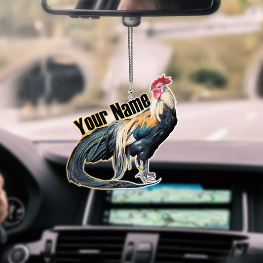 Rooster No7 Happy Farm Personalized Name  Unique Design Car Hanging Ornament