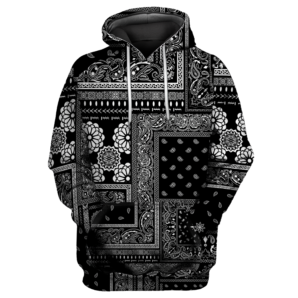 Paisley Bandana Vibe with Black White tone Street Style 3D All Over Printed