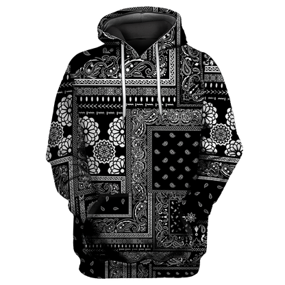 Paisley Bandana Vibe with Black White tone Street Style 3D All Over Printed