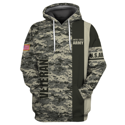 US Army Veteran Personalized name 3D All Over Printed Unisex Shirts