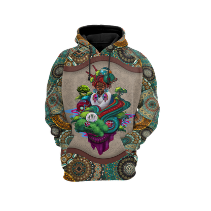 African Girl Pattern Unisex Deluxe Hoodie ML