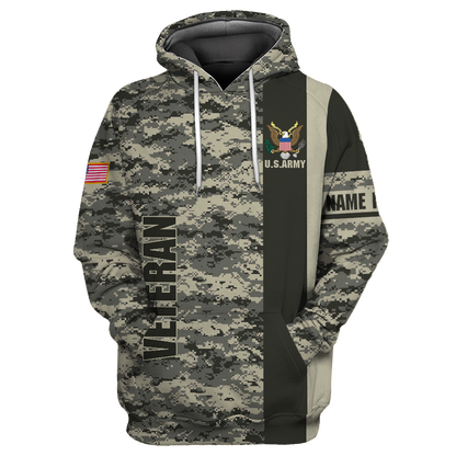 US Army Veteran  Personalized name 3D All Over Printed Unisex Shirts