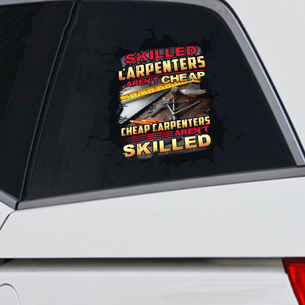 Personalized Name Carpenter Crack Car Decal Stickers Skilled Carpenters