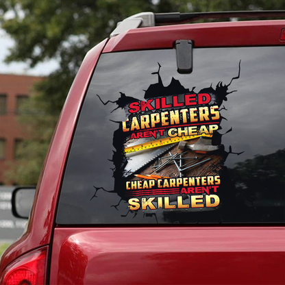Personalized Name Carpenter Crack Car Decal Stickers Skilled Carpenters