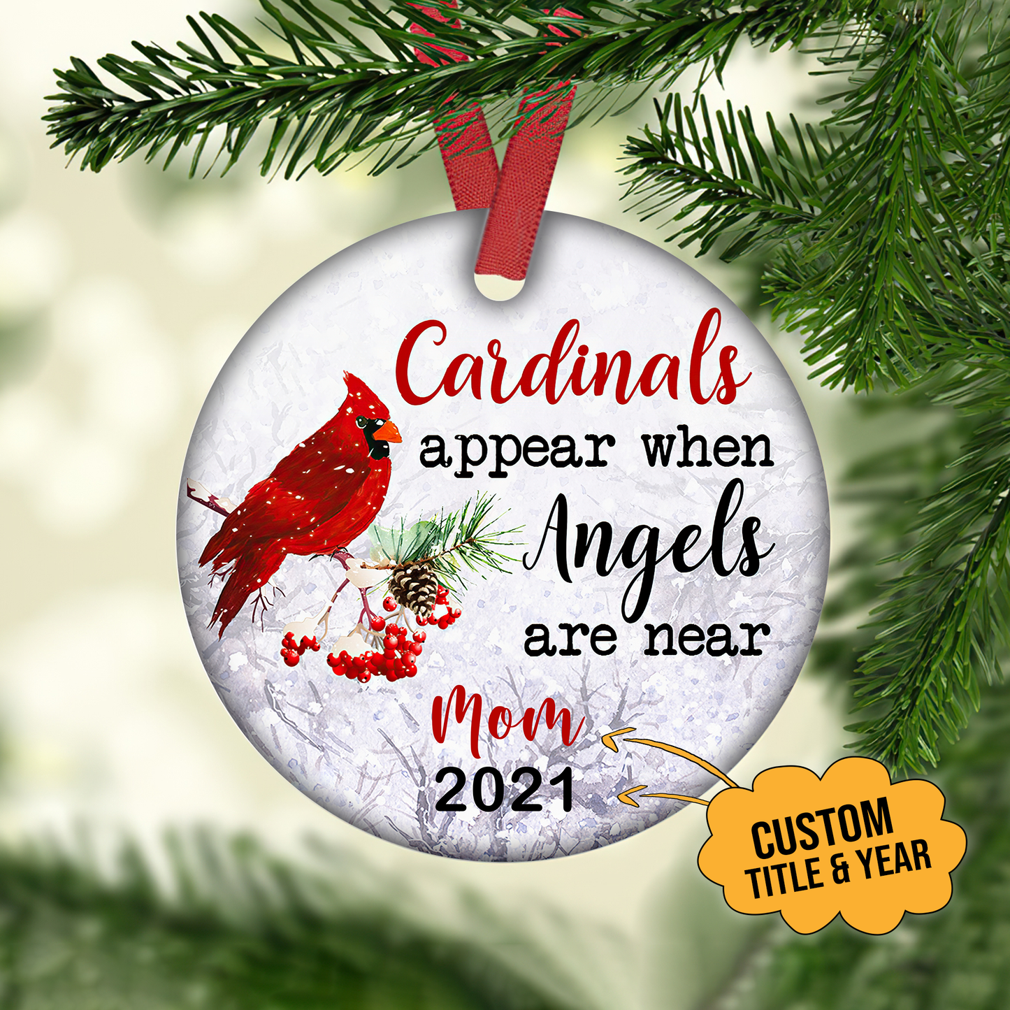 Cardinals Appear When Angels Are Near Merry Christmas Customized Ornament, Christmas Gifts Memorial Gift