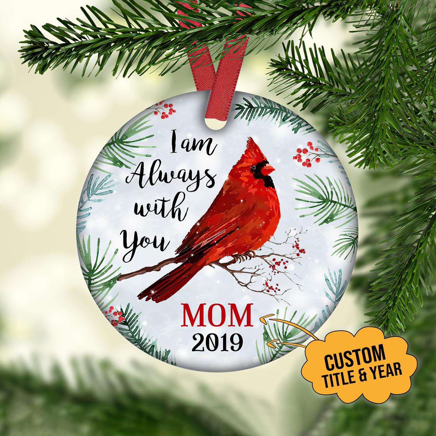 Cardinals Appear When Angels Are Near Merry Christmas Personalized Ornament, Christmas Gifts Memorial Gift