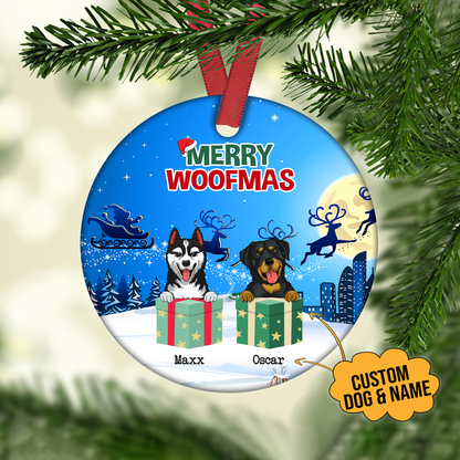 Merry Woofmas Customized Dog Breeds Ornament, Christmas Gifts For Dog Lovers