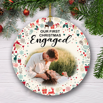 Our First Christmas Engaged Customized Ornament Christmas Gift For Couple Home Decor