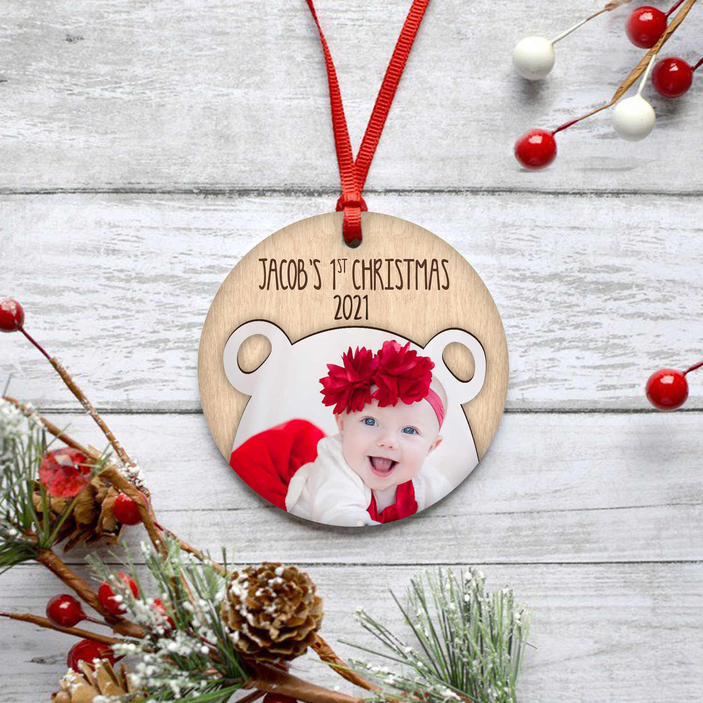 Baby's First Christmas Customized Photo Ornament, Christmas Gifts