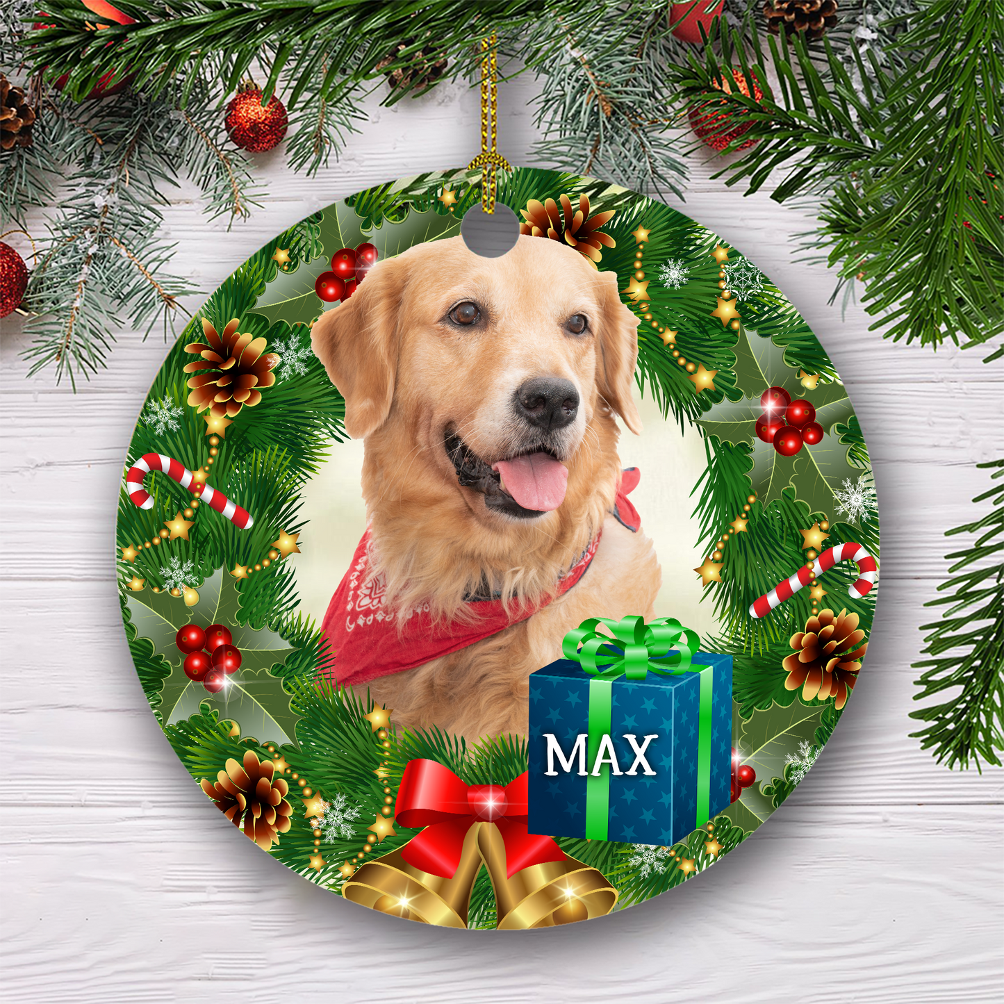 Merry Christmas Customized Pet Photo Ornament, Best Gifts On Christmas Occasion