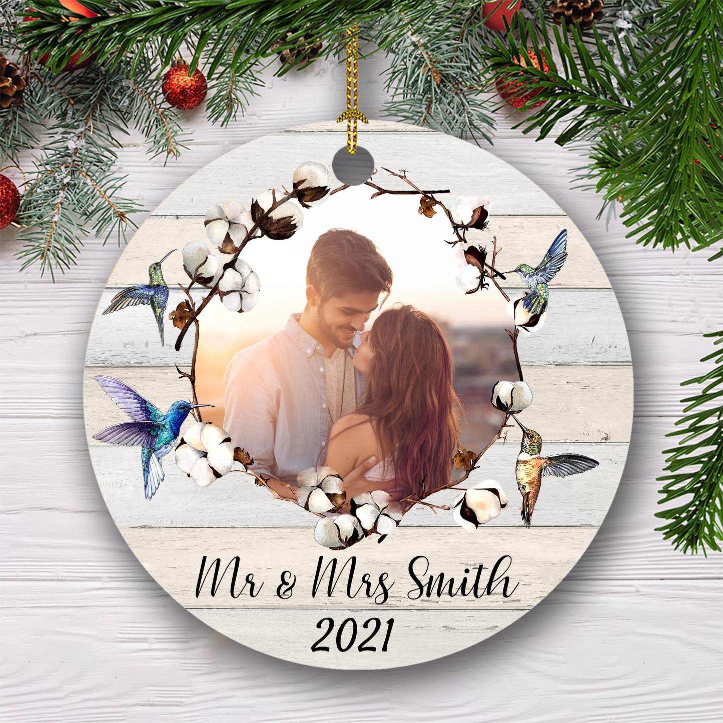 Couple Photo Customized Ornament Christmas Gifts Memorial Gift For Couple
