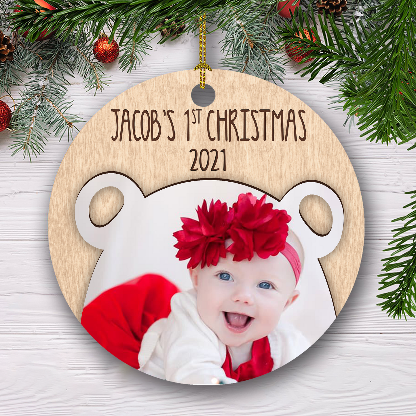 Baby's First Christmas Customized Photo Ornament, Christmas Gifts