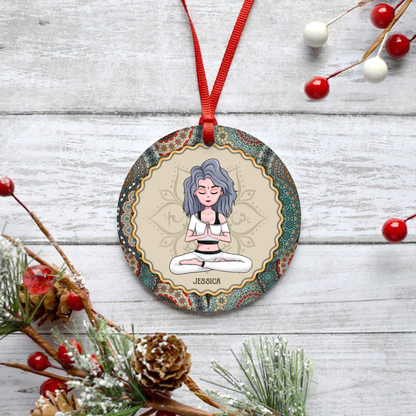 I'm Mostly Peace, Love And Light And A Little Go Yourself - Personalized Ceramic Ornament - Christmas Gift For Yoga Lovers