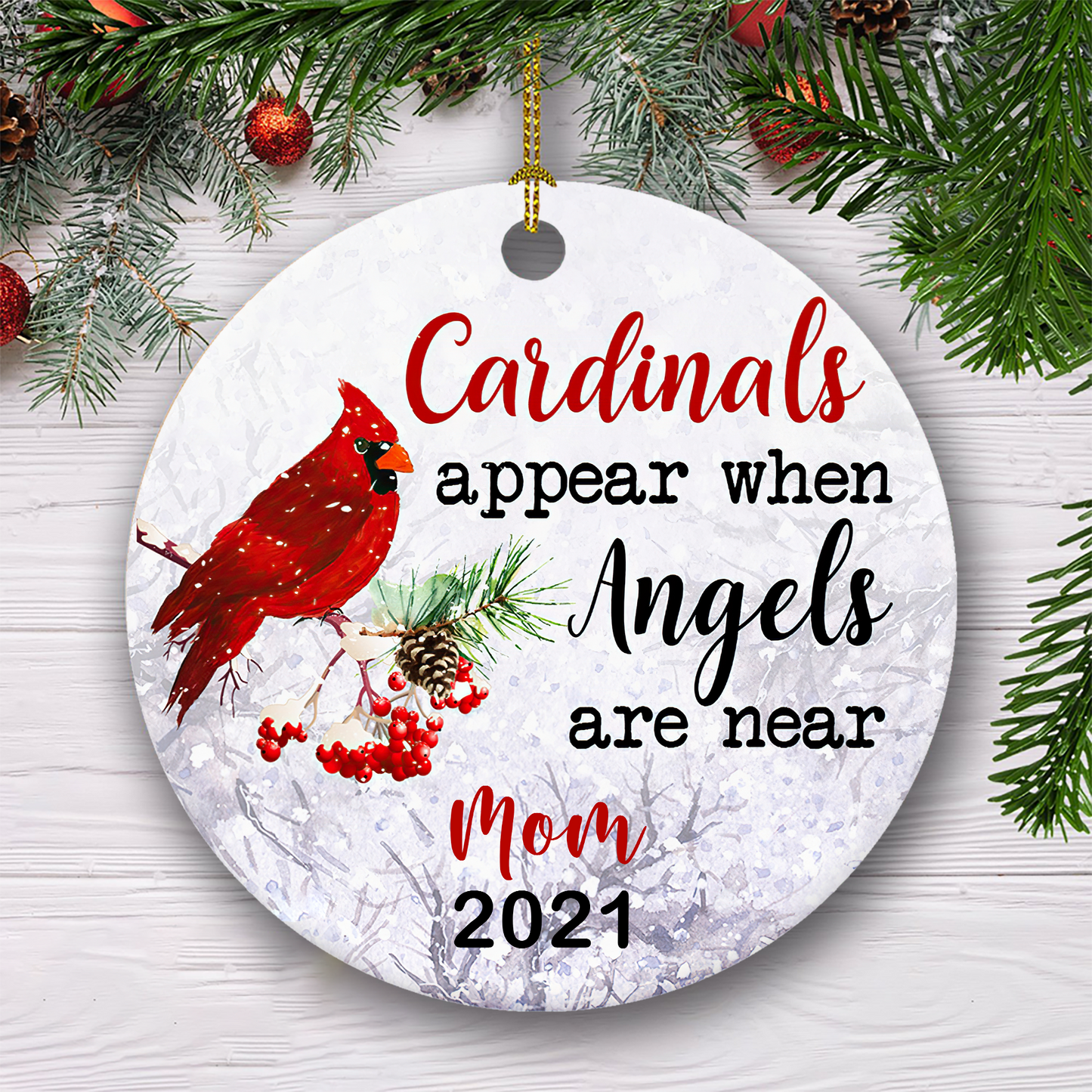 Cardinals Appear When Angels Are Near Merry Christmas Customized Ornament, Christmas Gifts Memorial Gift