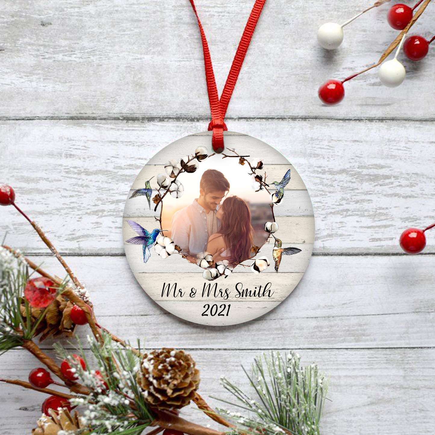 Couple Photo Customized Ornament Christmas Gifts Memorial Gift For Couple
