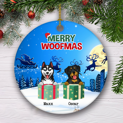 Merry Woofmas Customized Dog Breeds Ornament, Christmas Gifts For Dog Lovers