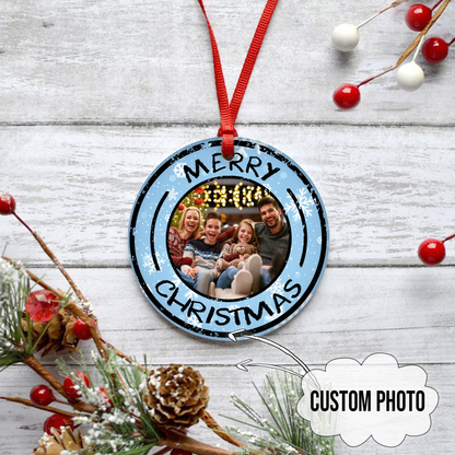 Merry Christmas Customized Family Photo Ornament, Personalized Gift For Christmas Occasion