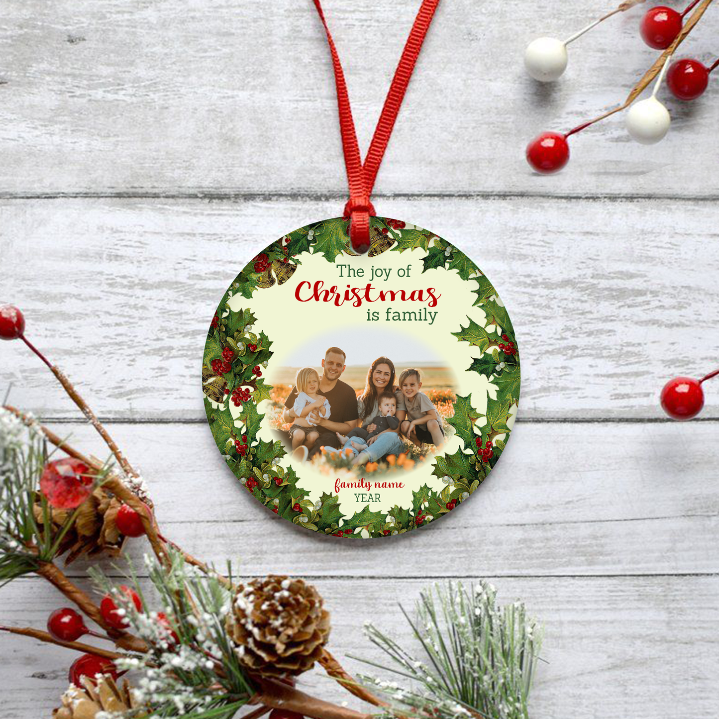 The Joy Of Christmas Is Family Customized Ornament, Christmas Gifts Memorial Gift