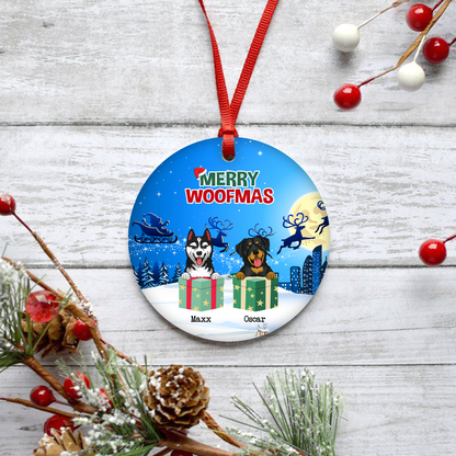 Merry Woofmas Customized Dog Breeds Ornament, Christmas Gifts For Dog Lovers
