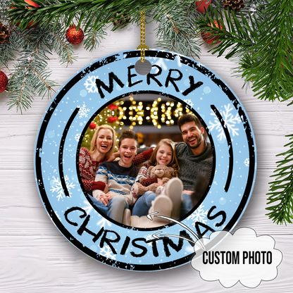 Merry Christmas Customized Family Photo Ornament, Personalized Gift For Christmas Occasion