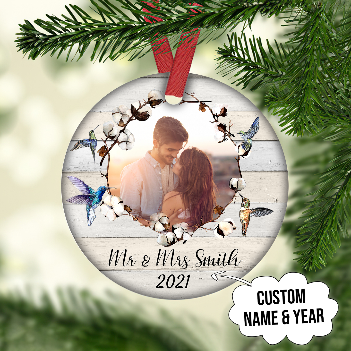 Couple Photo Customized Ornament Christmas Gifts Memorial Gift For Couple