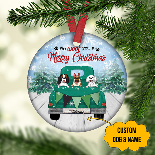 We Woof You A Merry Christmas Customized Dog Breeds Ornament, Christmas Gifts For Dog Lovers