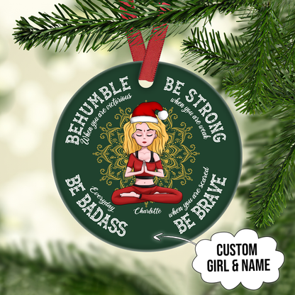 Be Humble Be Badass - Personalized Ceramic Ornament - Christmas Gift For Yoga Lover
