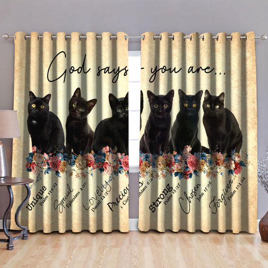 Black Cat-God Says You Are  Blackout Thermal Grommet Window Curtains Pi28072003